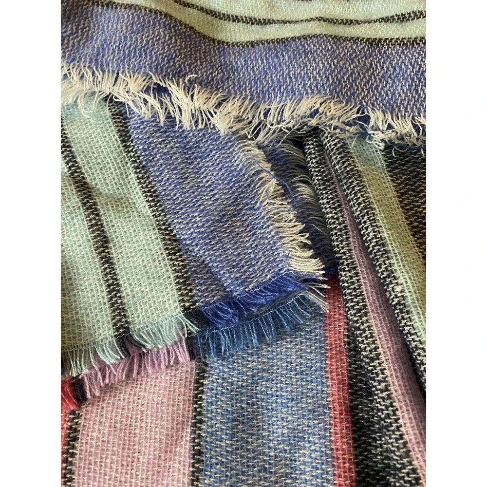 Unbranded Blanket Shawl Bohemian Boho Acrylic Striped Pink Blue Green‎ 60
